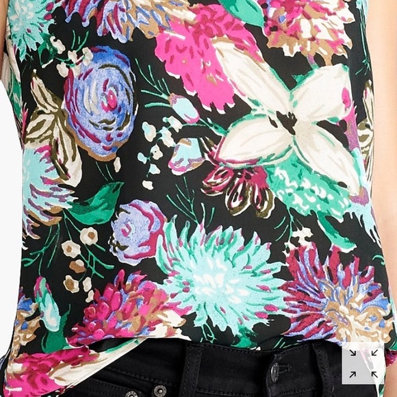 printed sleeveless ruffle top, sz 0 and 2 - Picture 2 of 4